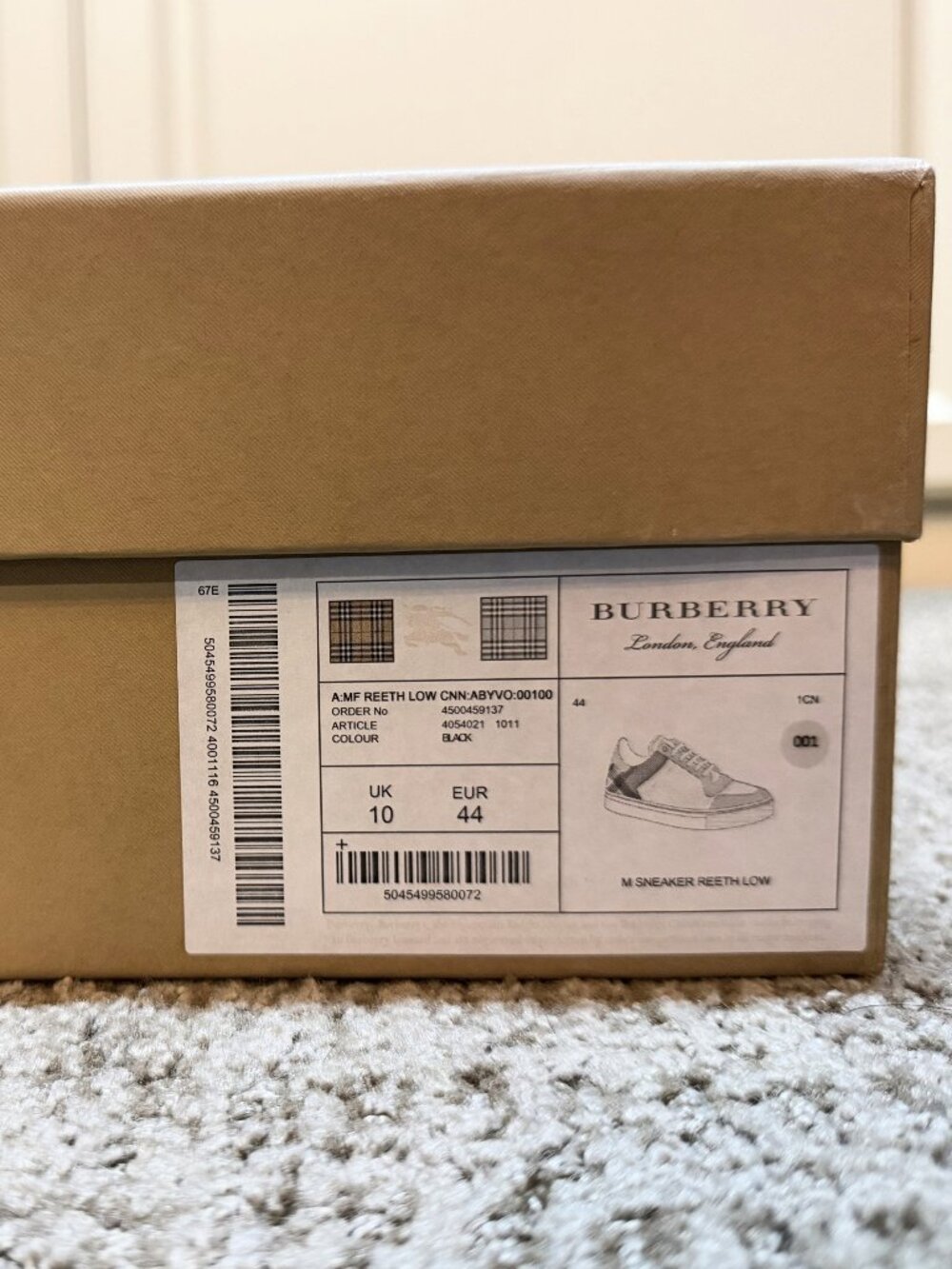 Burberry Men's Reeth Sneaker - Size 44 - Picture 13 of 13